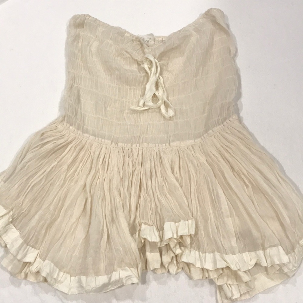 Free People Cream Sheer Strapless Top